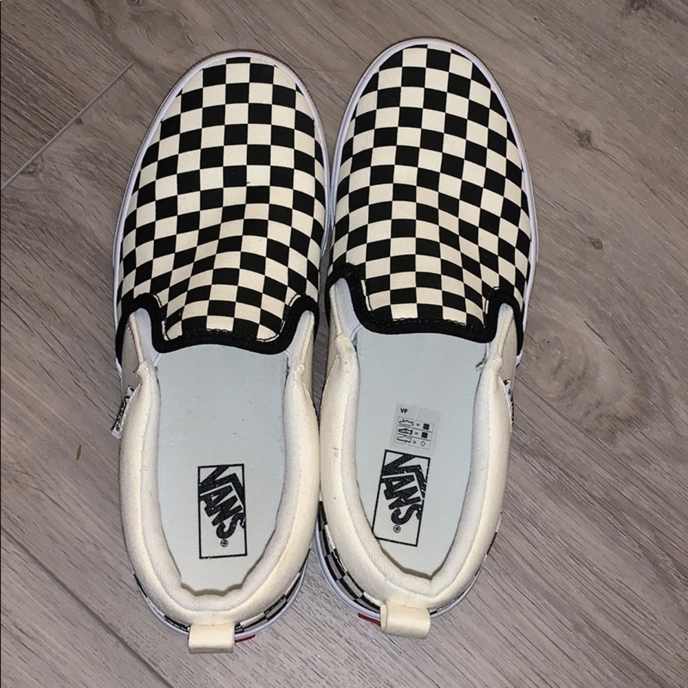 Checkerboard vans slip on